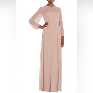 Dessy Collection Women's Long-Sleeve Chiffon Gown - Toasted Sugar